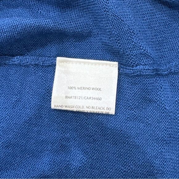 Eileen Fisher Woman 1X Blue Merino Wool Cardigan Sweater High Low Hem - Picture 6 of 8